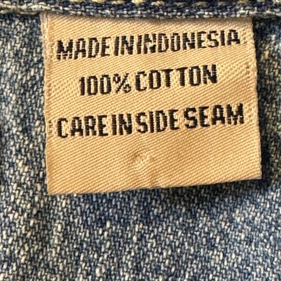 Vintage 1990's  XL Levis SilverTab Denim Jean Chambray Shirt Tack Stud Buttons - Picture 8 of 8